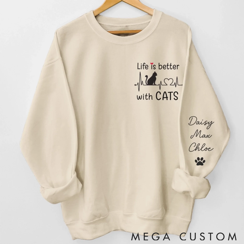 Personalized Cat Lover My Therapist has Whiskers Classic Sweatshirts