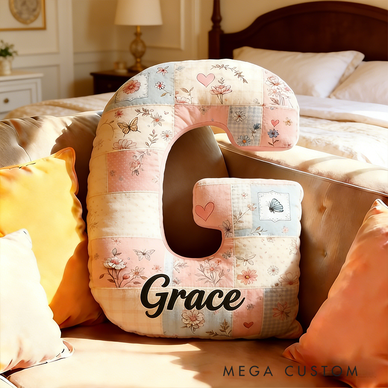 Personalized Initial Letter Pillow Custom Name Appreciation Cushion Gift for Home Decor