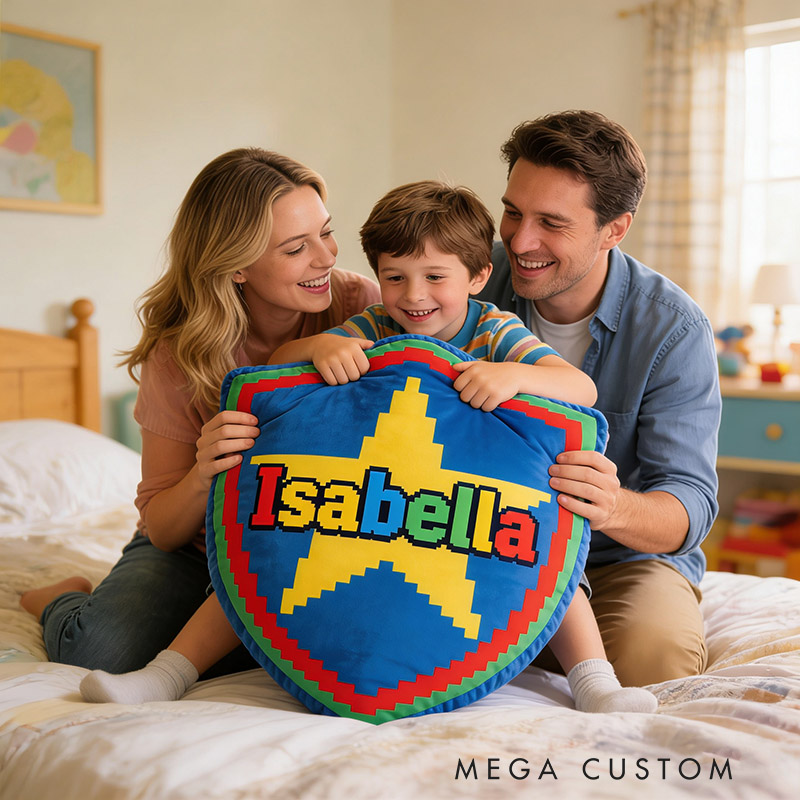 Personalized Game Shield Shaped Pillow for Game Lovers Plush Pillow Christmas Birthday Party Gift for Kids