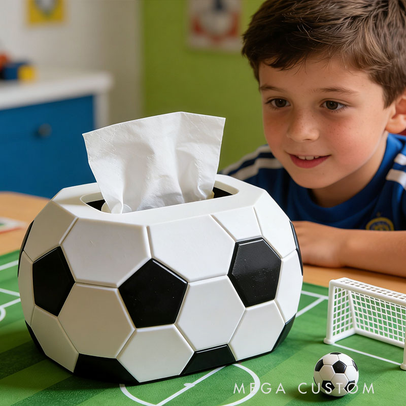 Football Tissue Box Cover 3D Printed Room Decor Cute Tissue Box Cover for Desk Room Kitchen or Bathroom