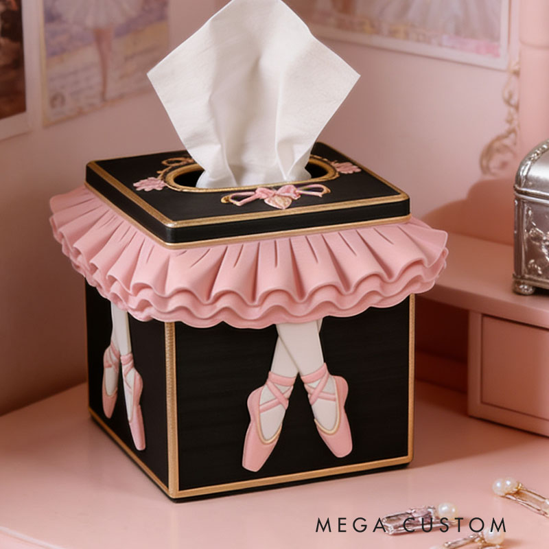 Ballet Tissue Box Cover 3D Printed Room Decor Cute Tissue Box Cover for Desk Room Kitchen or Bathroom