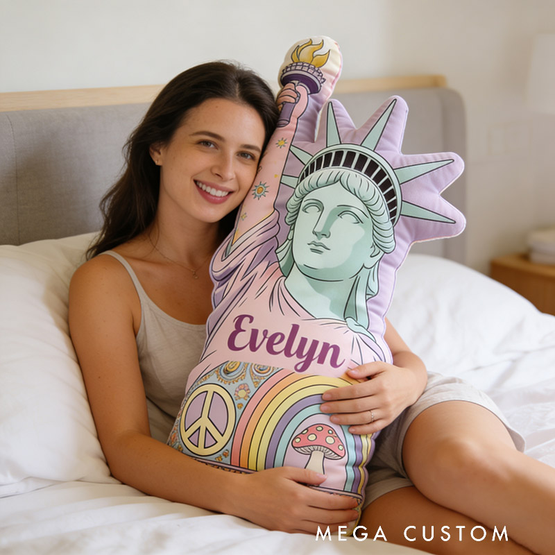 Personalized Statue of Liberty Shaped Pillow Exquisite Hippie Style Customized Name Pillow Perfect for Christmas Birthday Parties for Her for Kids