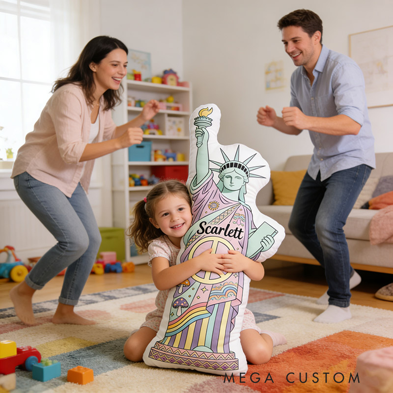 Personalized Statue of Liberty Shaped Pillow Exquisite Hippie Style Customized Name Pillow Perfect for Christmas Birthday Holiday for Her for Kids
