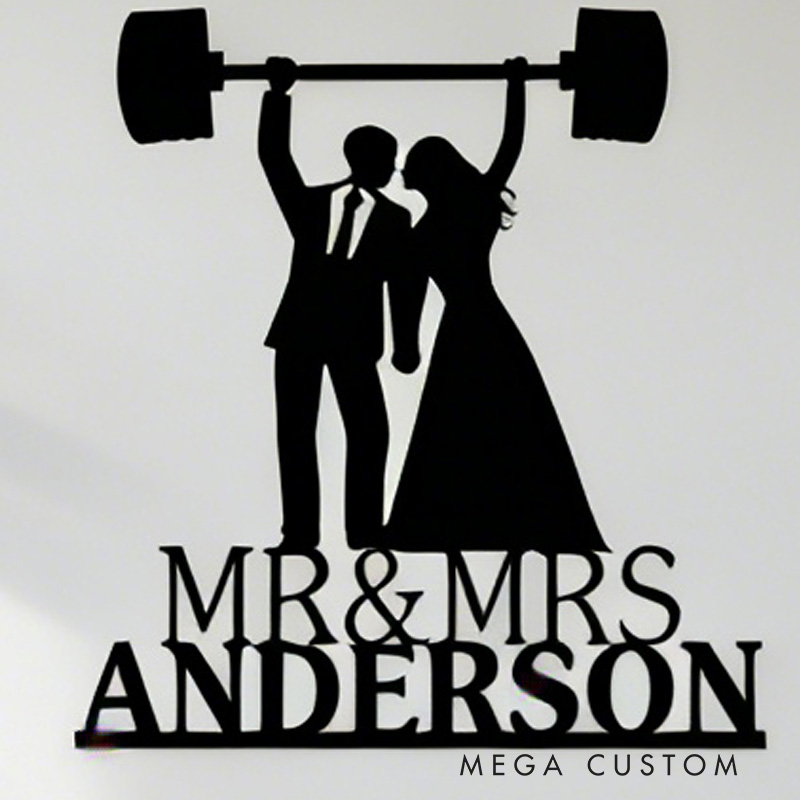 Personalized Gym Couple Metal Wall Art Custom Names Romantic Couple Design Unique Home Decor for Gym Lovers
