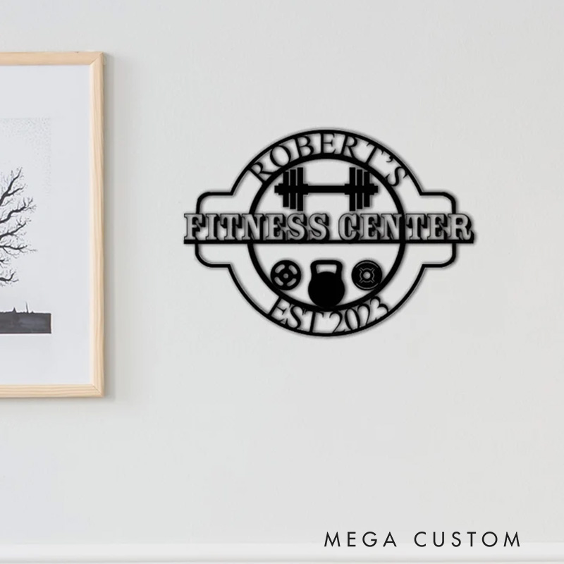 Personalized Gym Metal Sign Powerlifting Sport Metal Wall Art Gym Name Signs Cross Fit Sign Fitness Home Decor Father Day Gift for Gym Lovers