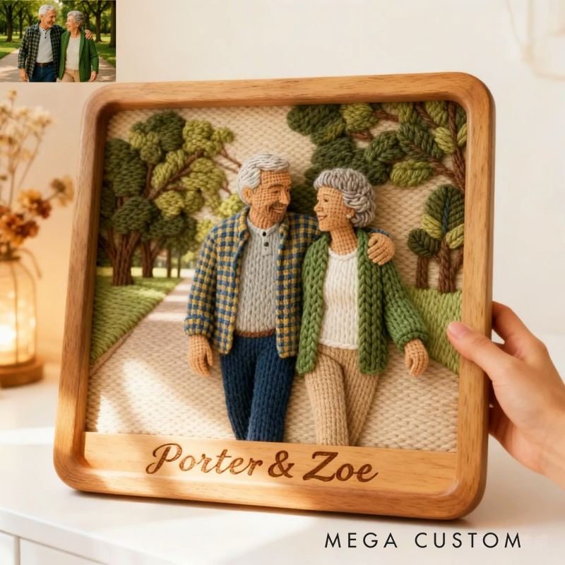 Personalized Custom 3D Knitted Photo Portrait Frame | Personalized Yarn Art Keepsake for Couples, Anniversary & Valentine’s Day Gifts