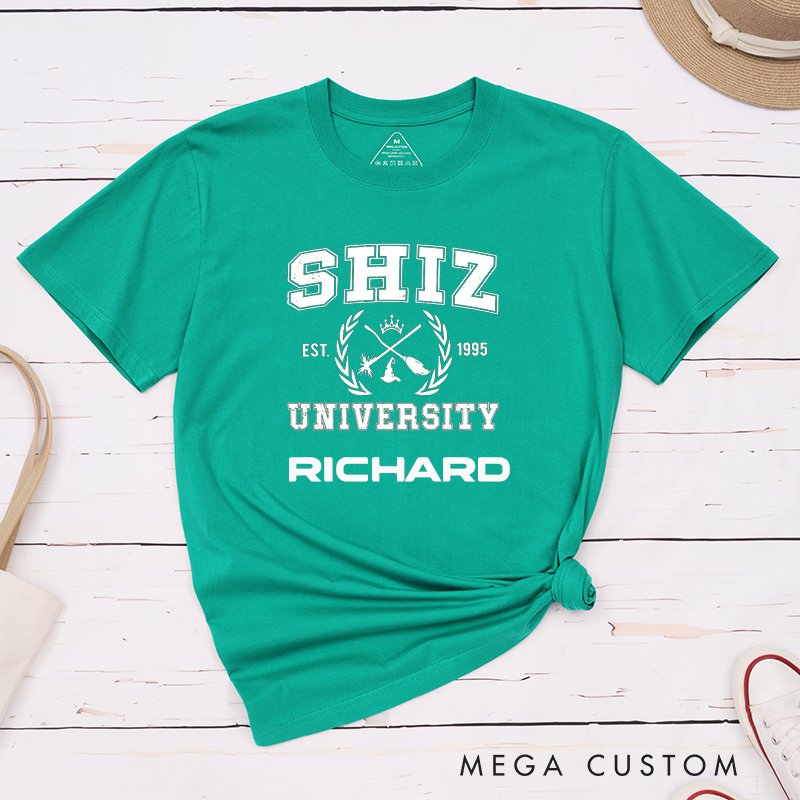 Personalized Shiz University Classic T-Shirts Custom Name College Style Unisex Gift for Students Teachers Graduation School Spirit Unique Present