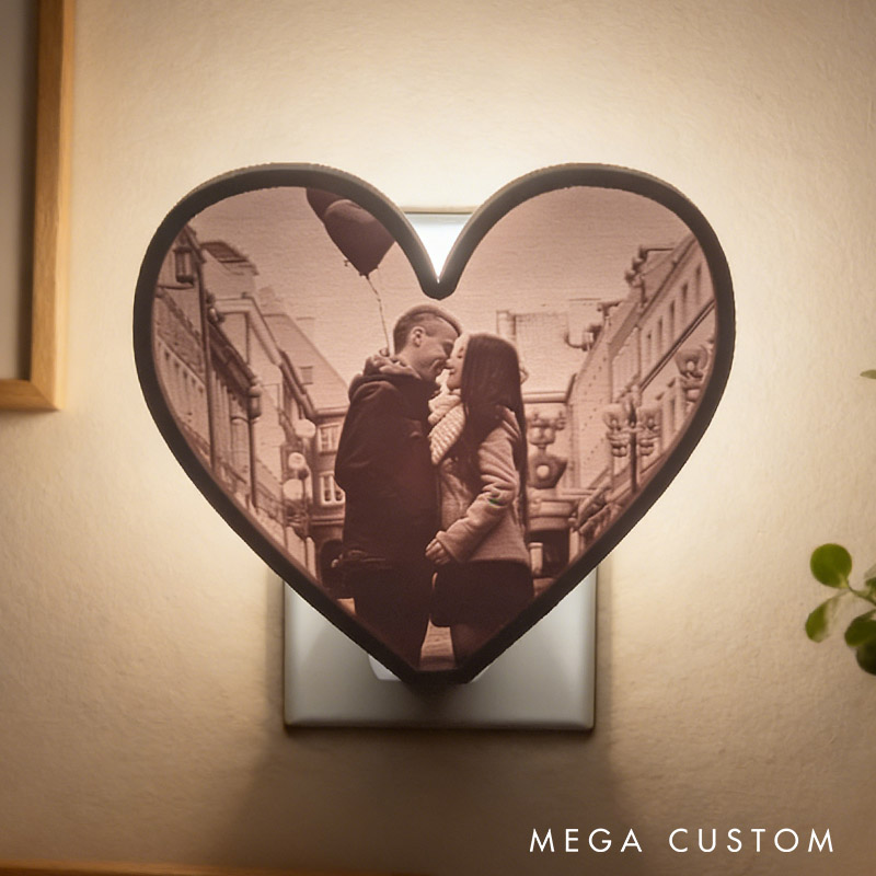 Personalized Couple 3D Printed Lithophane Photo Portrait Night Light Engraved Your Picture Lamp Anniversary Valentine's Day Gift for Him Her