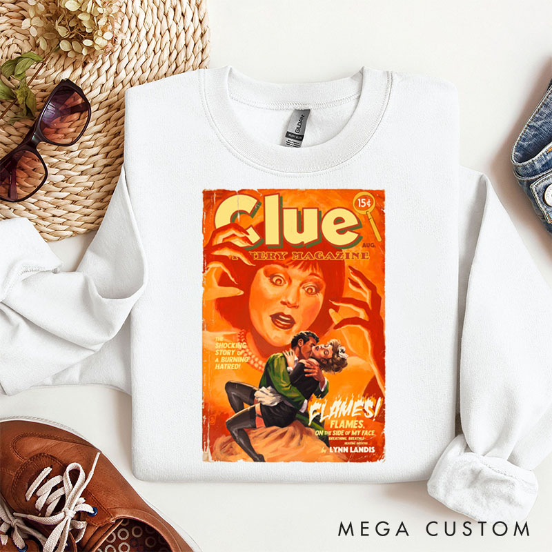 Personalized Girlfriend Wife Retro Flames Sweatshirt with Name Custom Couple Matching Valentine's Day Sweatshirt for Her Him Anniversary Gift