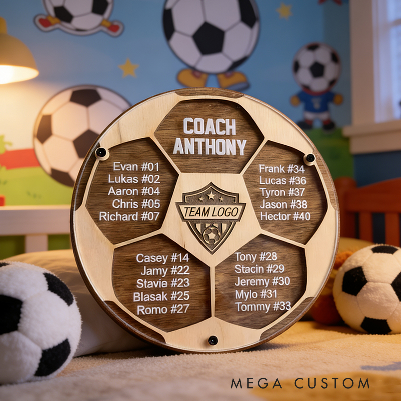 Personalized Wood Football Team Figurine Custom Player Name Team Logo Memorial Decor for Football Fan Gift