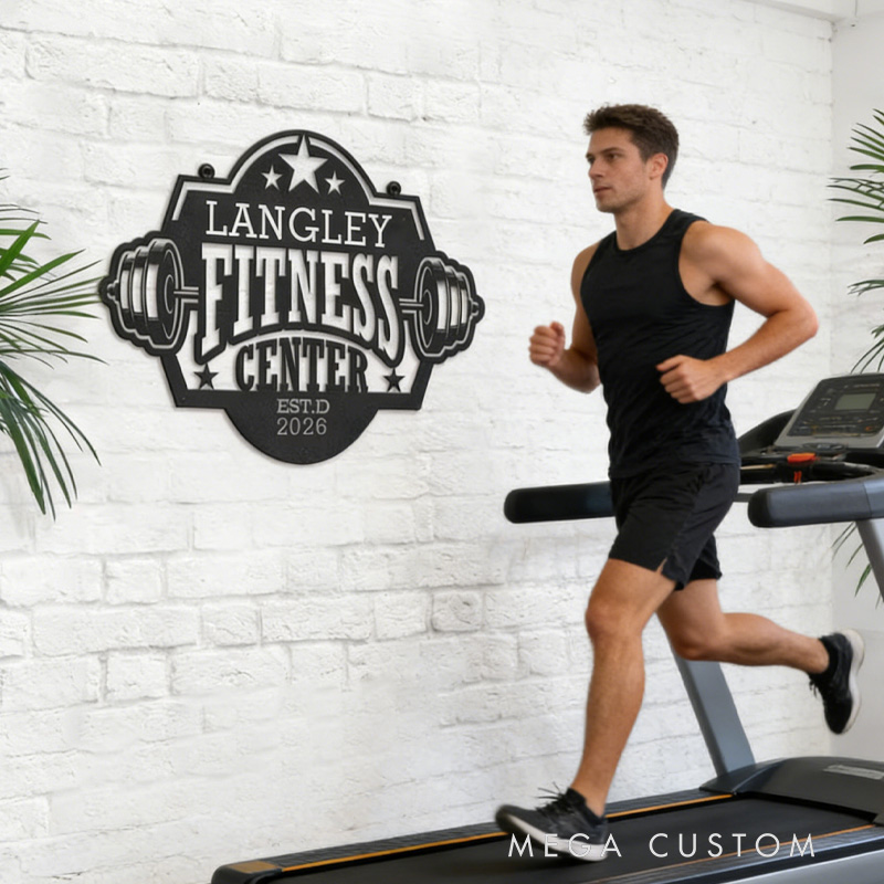 Personalized Metal Gym Sign Workout Wall Art Custom Home Gym Decor Metal Wall Art Gym Name Signs Fitness Center Decor Fitness Motivation Workout Inspiration Gift for Gym Lovers