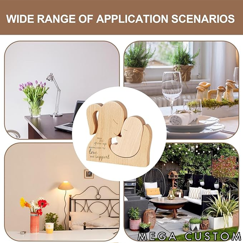 Personalized Wooden Puzzle Mother's Day Mom and Baby Theme Custom Text