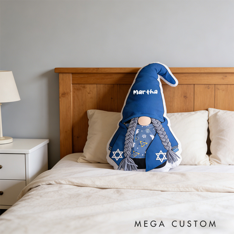 Personalized Hanukkah Gnome Pillow with Name Religious Home Decor Happy Hanukkah Gift Religious Pillow Gift for Jewish Family