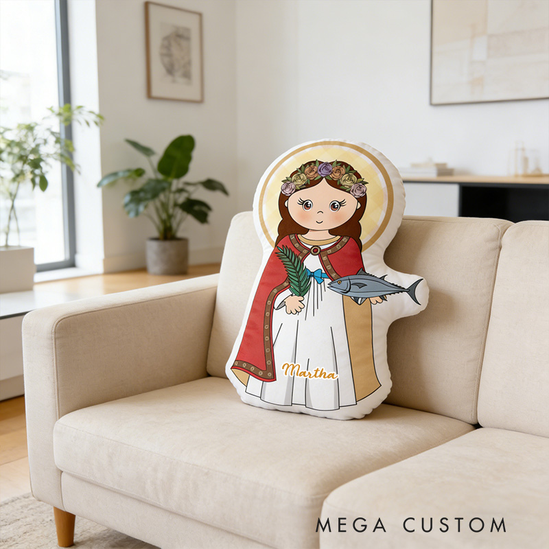 Personalized Saint Amelia Pray for us Pillow with Custom Name Home Decor St Amelia Pillow Catholic Gift Religious Gift for Women Graphic 3D Print Pillow