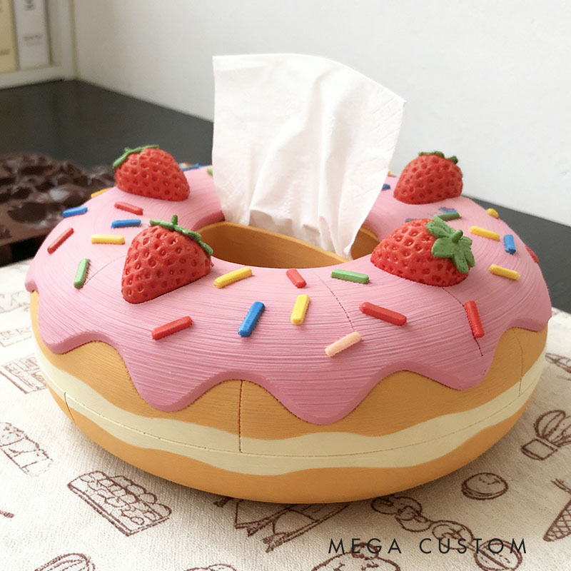 Doughnut Tissue Box Cover 3D Printed Room Decor Cute Tissue Box Cover for Desk Room Kitchen or Bathroom