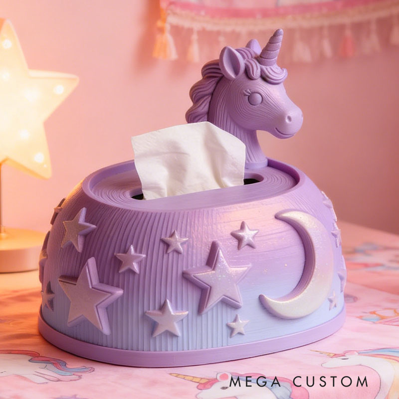 Purple Dream Horse Tissue Box Cover 3D Printed Room Decor Cute Tissue Box Cover for Desk Room Kitchen or Bathroom