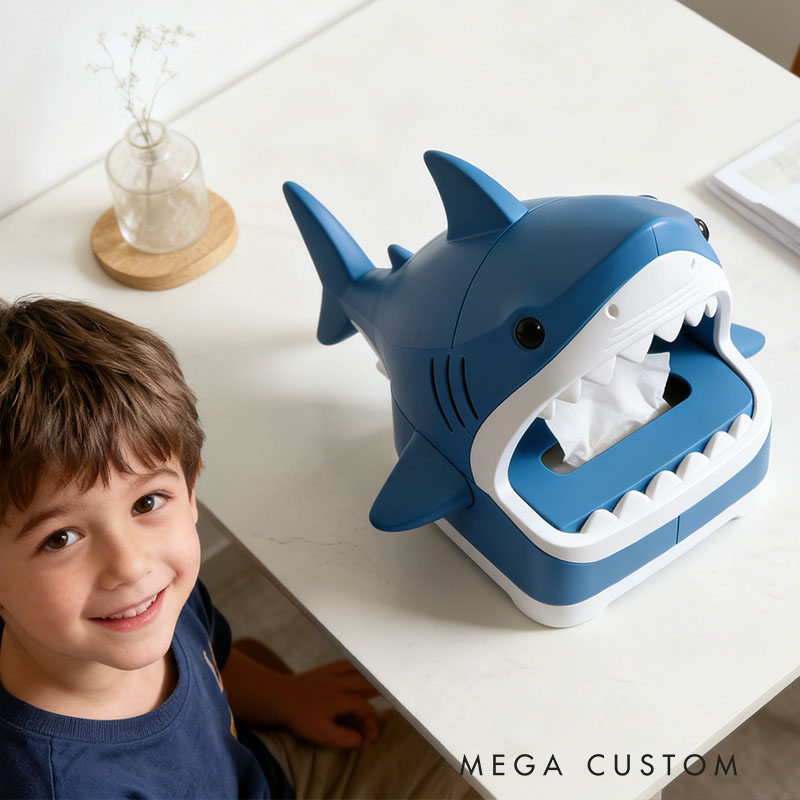 Shark Tissue Box Cover 3D Printed Room Decor Cute Tissue Box Cover for Desk Room Kitchen or Bathroom