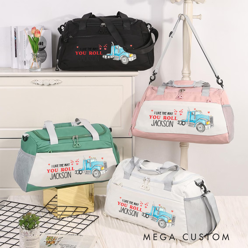 Personalized Duffel Bag Custom Gift with Fun Truck Design for Girlfriend Boyfriend