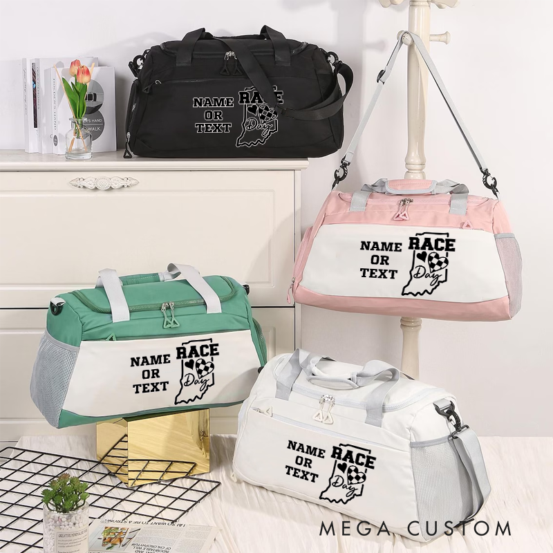 Personalized Race Day Duffel Bag Customizable Gift for Racing Fans