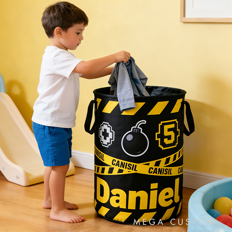 Personalized Cool Dog Game Collapsible Storage Basket for Laundry Toys Organizer Game Lover Dog Lover Gift for Kids