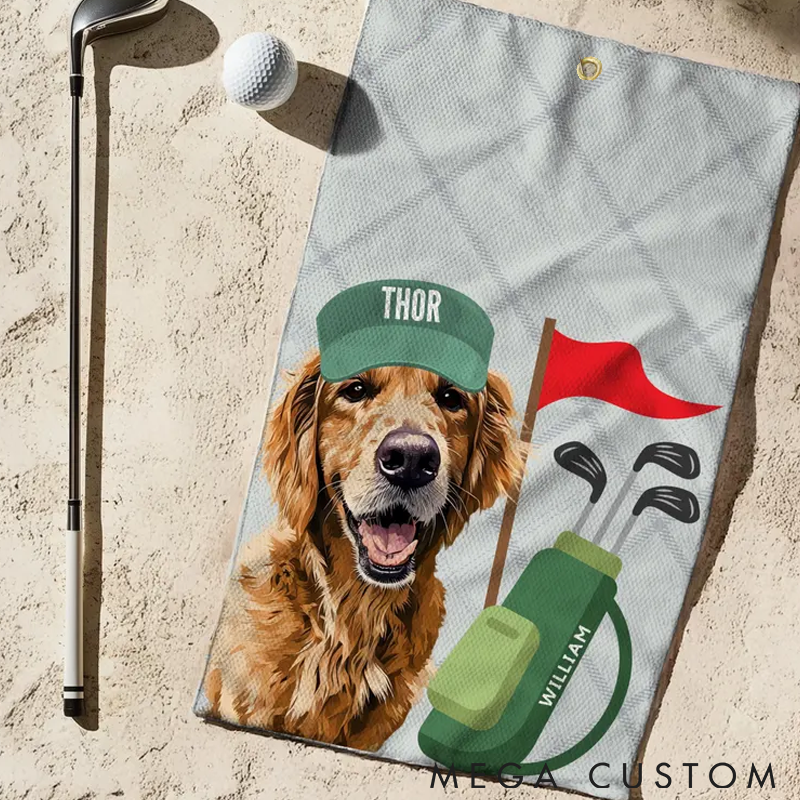 Personalized Pet Lover Custom Pet Golf Towel with Pet Photo Golf Towel