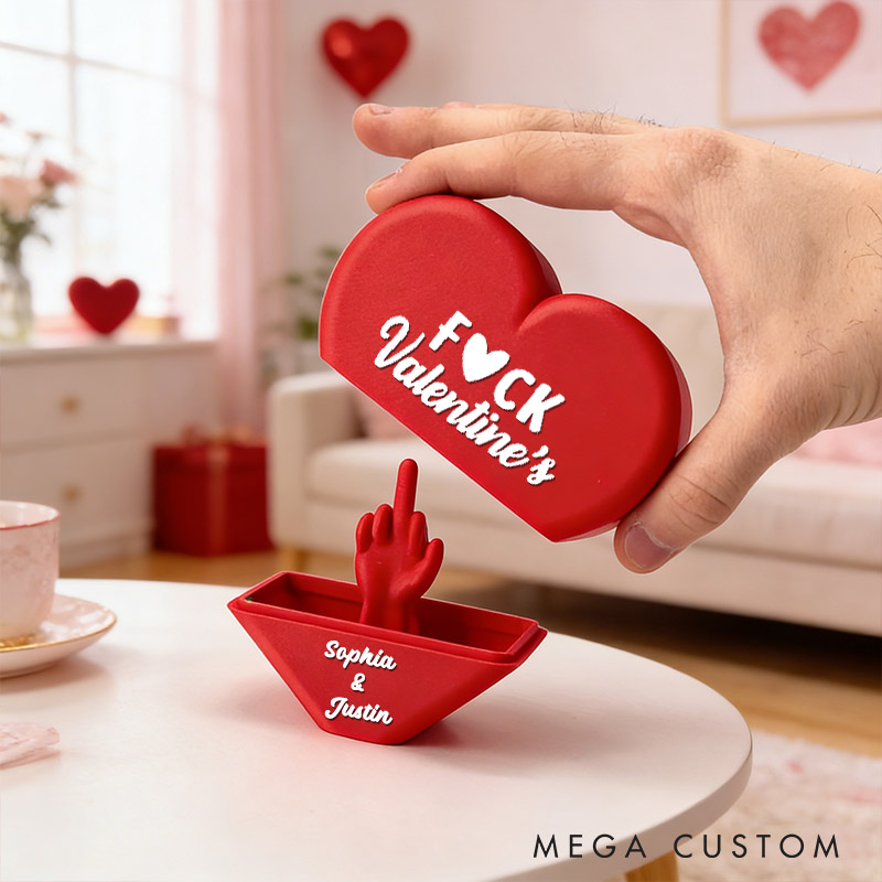 Personalized Heart With Middle Finger Gag Decor Funny Gag Gift Petty Ex Prank Anniversary Gift for Him Her Valentines Day for Boyfriend Girlfriend