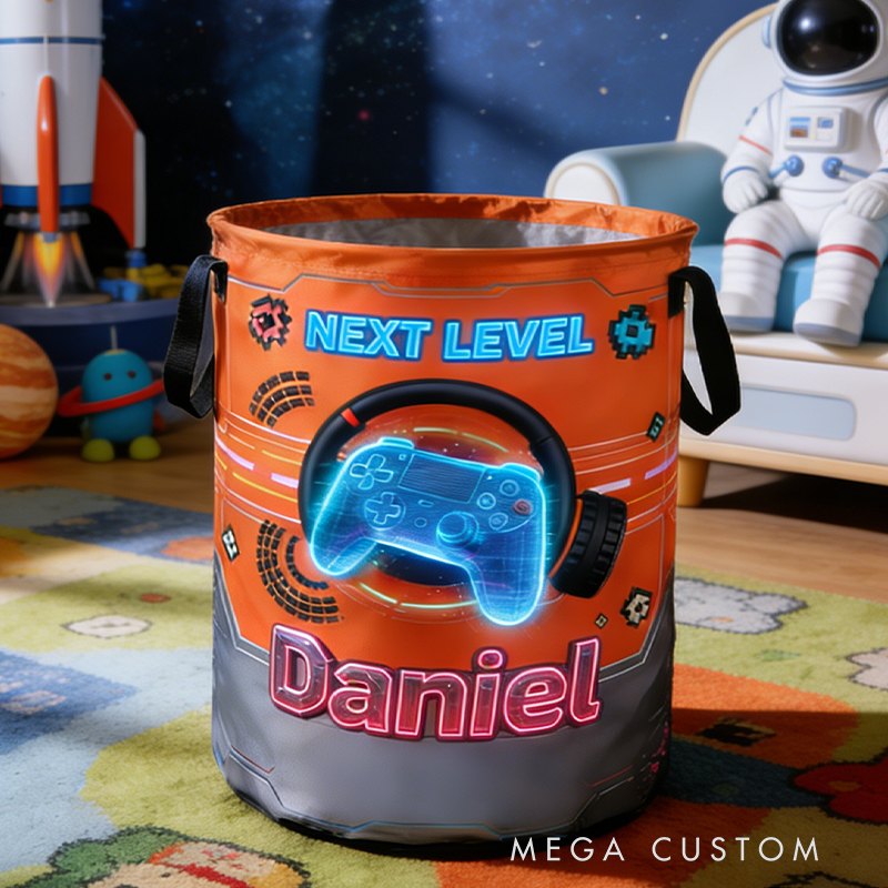 Personalized Mechanical Game Controller Collapsible Storage Basket for Laundry Toys Organizer Game Lover Gift for Kids