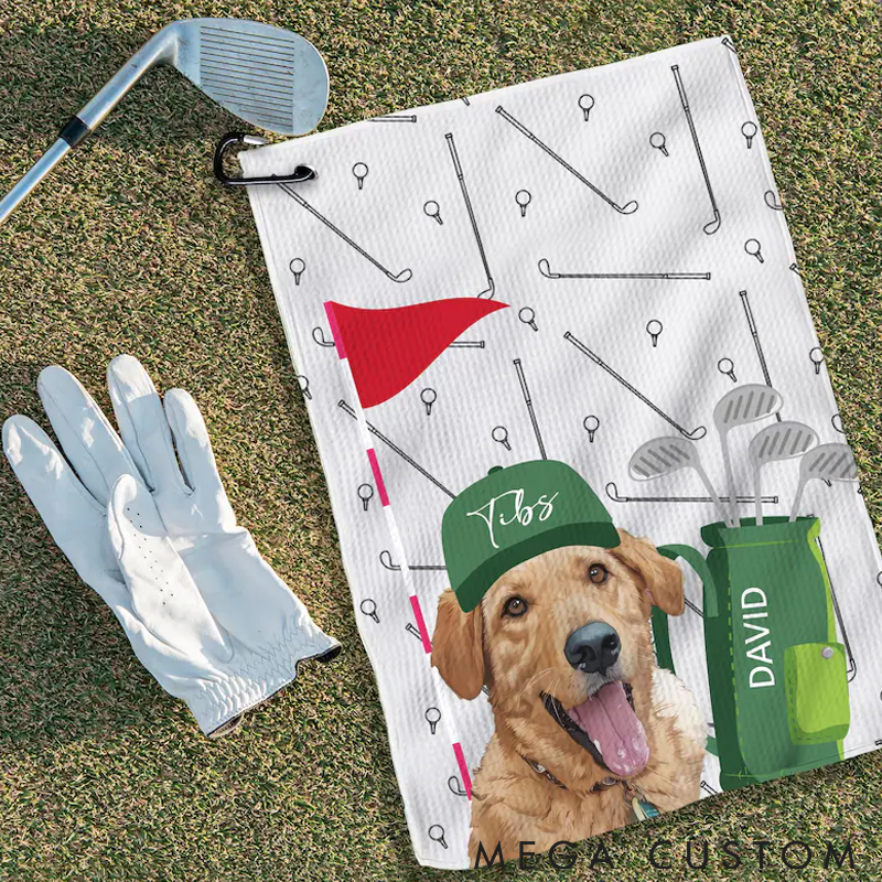 Personalized Pet Lover Custom Golf Towel with Pet Photo Golf Towel