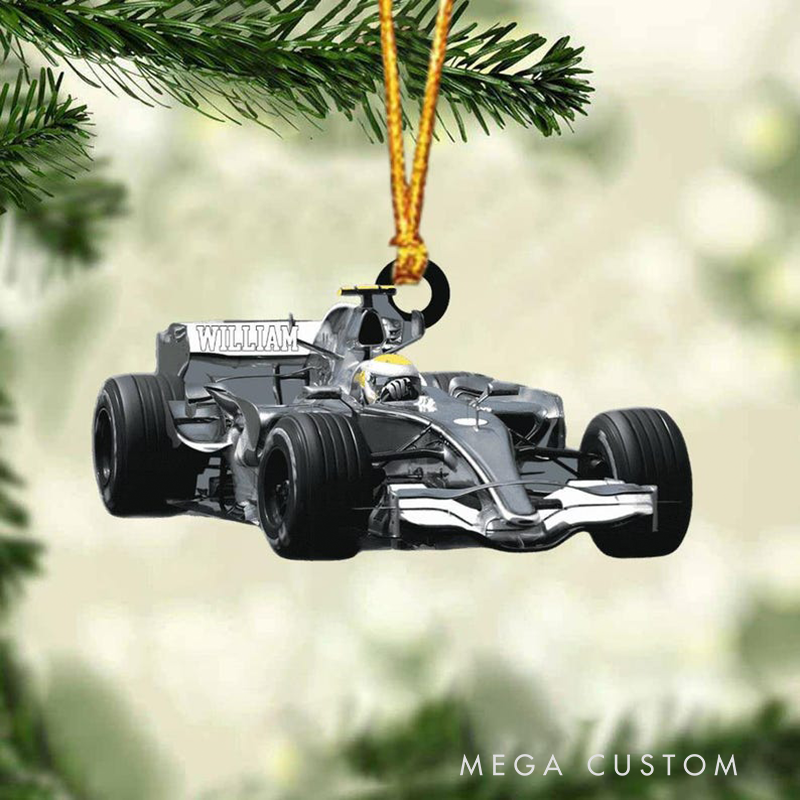 Personalized F1 Racing Car Christmas Ornament, Custom Acrylic Ornament Gift for Racing Lovers and Motorsport Fans