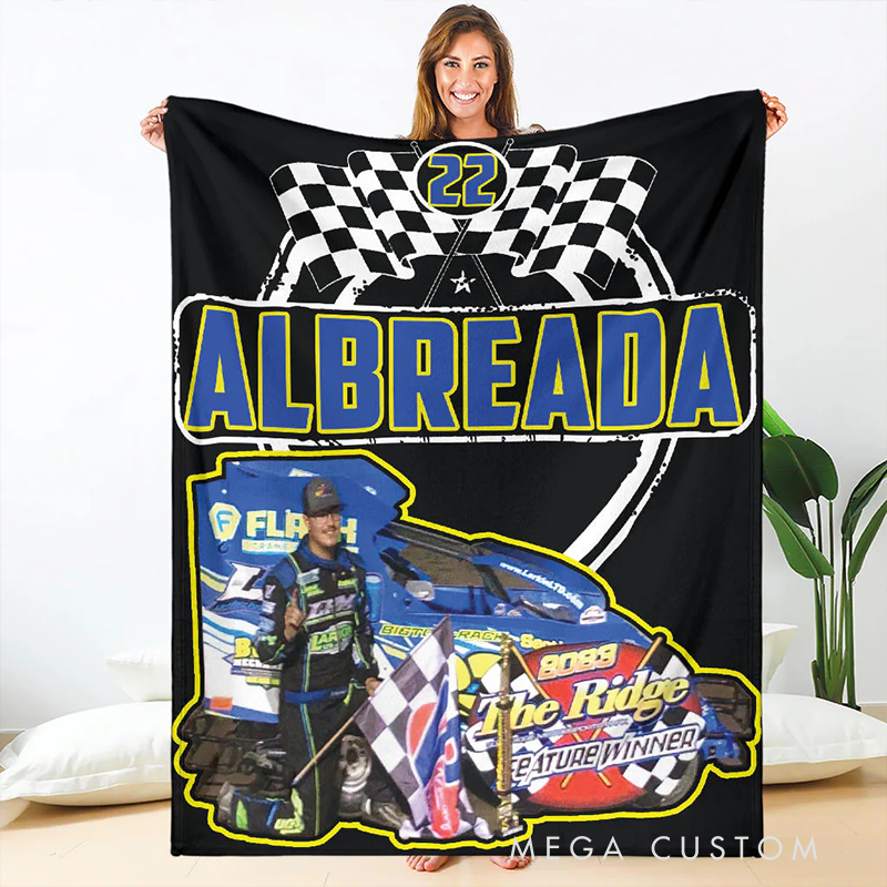 Personalized Racing Blanket Custom Photo Blanket Gift for Racer and Racing Lovers
