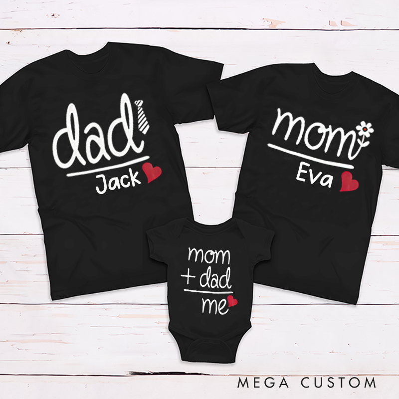 Personalized Dad+Mom=Me Family Matching Outfit Customize Family Names