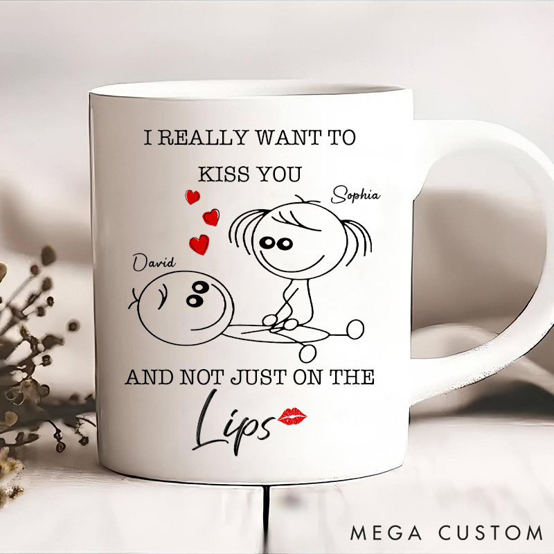 Personalized Naughty Couple Mug Kisses Not Only Lips Husband Funny Mug Custom Valentines Day Gift Coffee Mug for Him