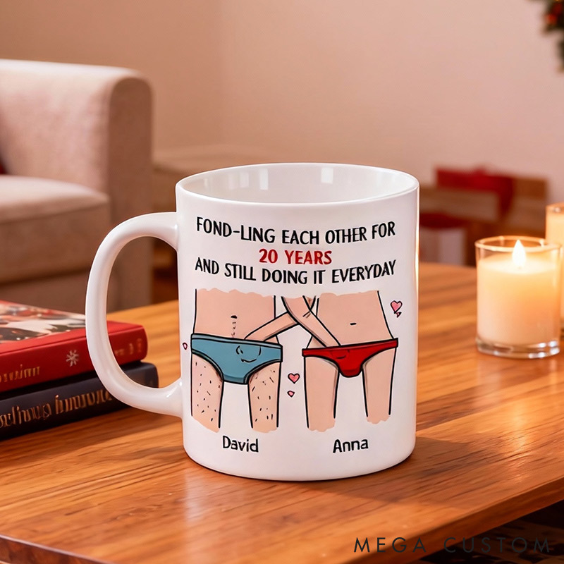 Personalized Funny Naughty Couple Fond-ling Each Other For Years Mug for Couple Valentine's Gift for Husband Wife Funny His Hers Mugs