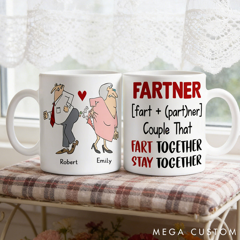 Personalized Funny Couple Mug Fart Together Stay Together Couple Mug Valentine's Gift for Funny Couple Naughty Coffee Mug for Him Her
