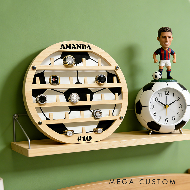 Personalized Soccer Style Ring Holder Custom Name Number Perfect Gift for Soccer Player