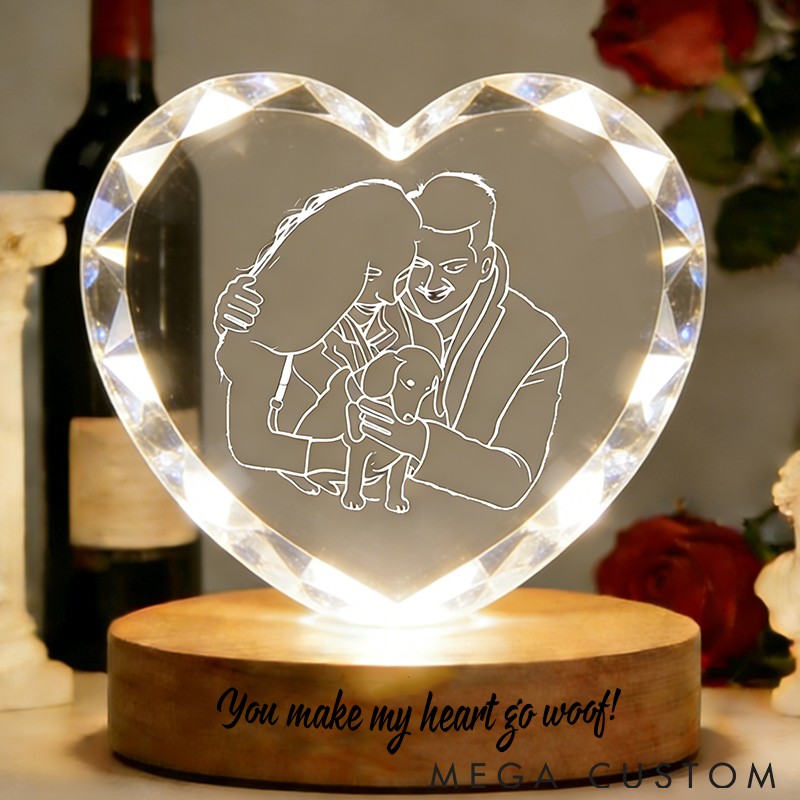 Personalized Pet Lover 3D Crystal Paws Love and Forever Crystal Night Light
