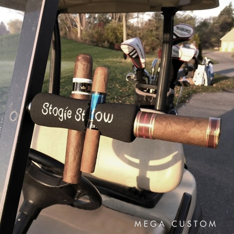 Personalized Stogie Stow Magnetic Golf Cart Cigar Holder – Secure Cigar Rack for Golfers (Fits All Sizes)