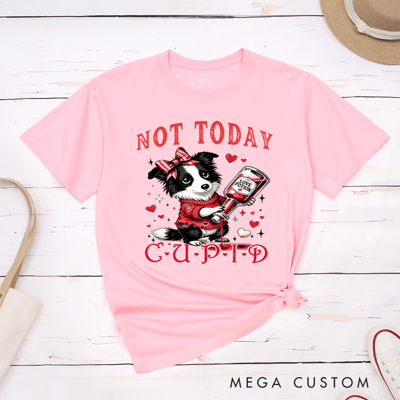 Personalized Pet Lover Not Today Cupid Funny Valentines Day T-Shirt