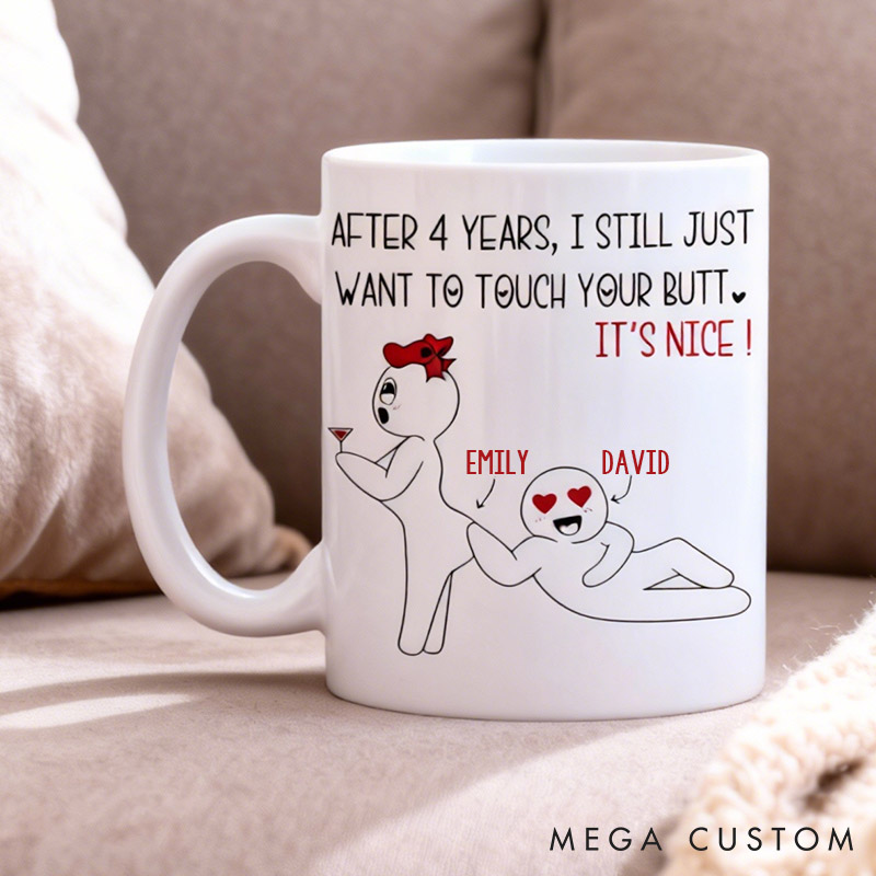Personalized I Love Her Butt Couple Jokes Mug Custom Coffee Mug Gift for Women Couple Valentines Gift Wife Anniversary Funny Memes