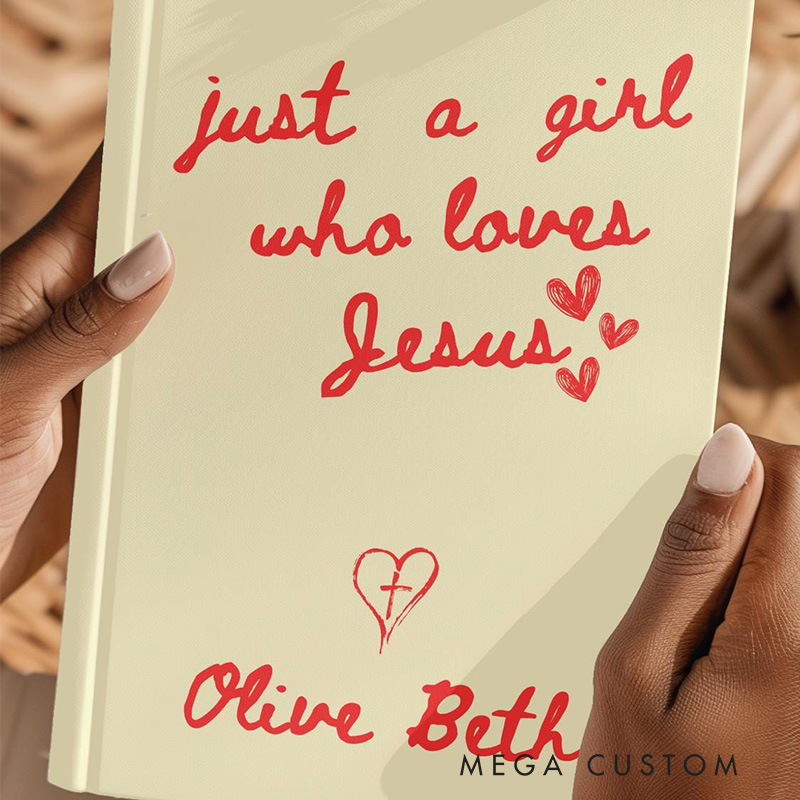 Personalized Just a Girl who Loves Jesus A5 Prayer Journal Notebook with Name and Text Gift for Christian Religious Gift for Girls