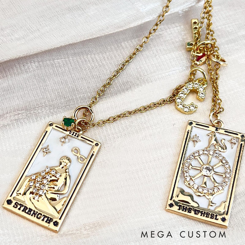 Personalized Mystical Astrology Necklace Custom Birthstone and Initials Perfect Gift for Tarot Lovers