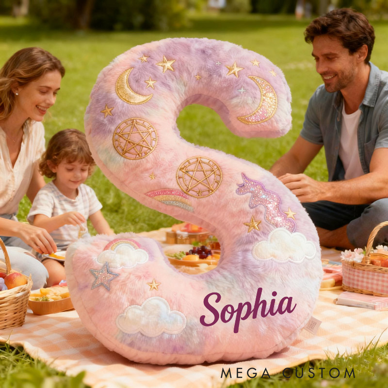 Personalized Graphic 3D Print Magic Rainbow Letter Pillow with Your Name Soft Stuffed Toy for Kids Unique Decorative Cushion for Girls' Room