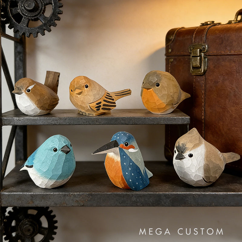 Personalized Hand Carved Wooden Bird Sculpture Custom Engraving Perfect Gift for Bird Lovers