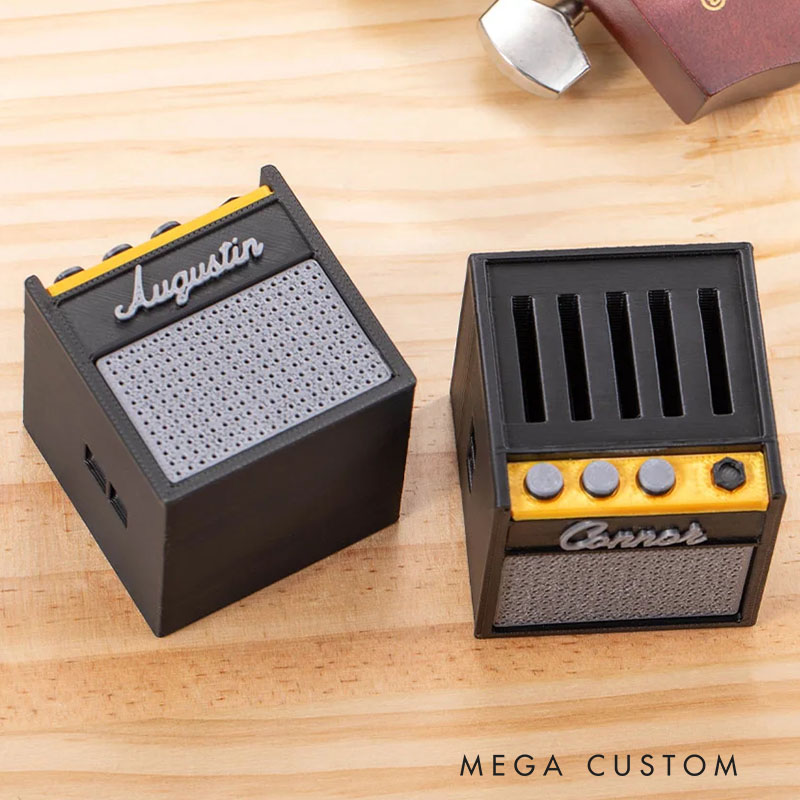 Personalized 3D Printed Vintage Amp Shaped Guitar Pick Holder Custom Name Perfect Birthday Gift for Musicians Guitarists