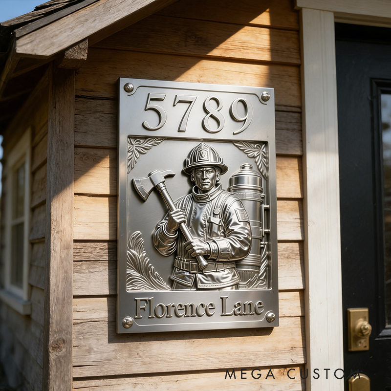 Personalized Metal Firefighter Door Sign Custom Text Perfect Housewarming Holiday Anniversary Gift