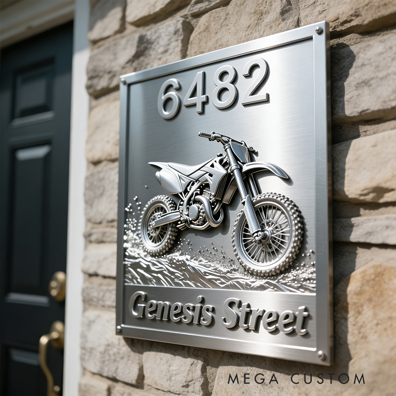 Personalized Off‑Road Motorcycle Wall Sign Metal Door Plate Custom Name Ideal Gift for Biker Lovers