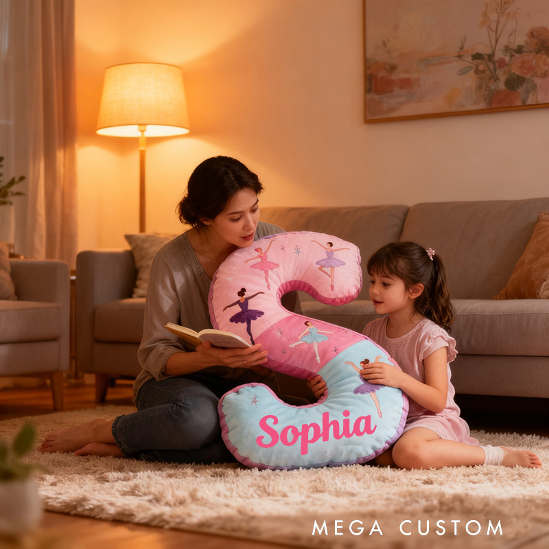 Personalized Graphic 3D Print Ballet Dancer Pillow With Your Own Name Soft Stuffed Toy for Kids Unique Decorative Cushion for Girls' Room