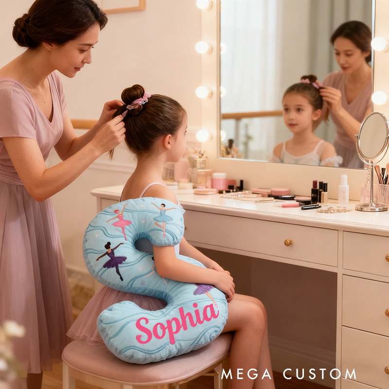 Personalized Graphic 3D Print Ballet Pillow With Your Own Name Soft Stuffed Toy for Kids Unique Decorative Cushion for Girls' Room