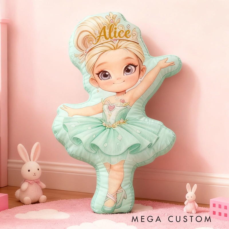 Personalized Ballet Dancers Pillow with Your Own Name Soft Stuffed Toy for Kids Unique Decorative Cushion for Girls' Room and Dance Studio