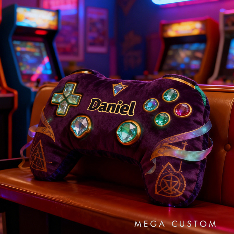 Personalized Graphic 3D Print Magic Gem Game Controller Shaped Pillow for Game Lovers Plush Pillow Christmas Birthday Party Gift for Kids
